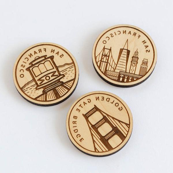 San Francisco Skyline Wood Magnet