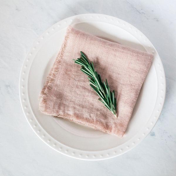 Set of 4 Stone Washed Linen Cocktail Napkins